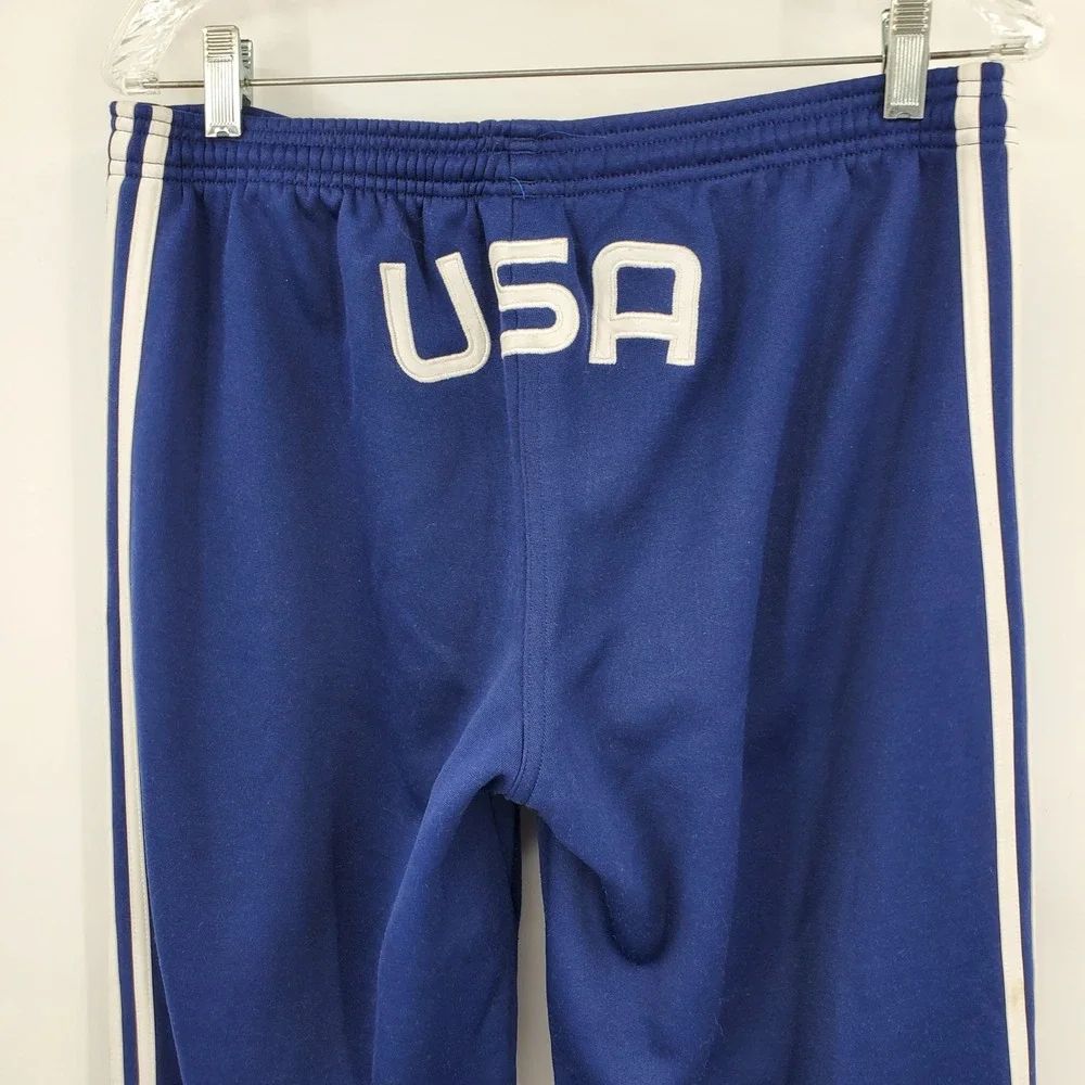 Vintage Adidas Team USA Track Pants Blue White Stripes Mens Large Olympic Sporty